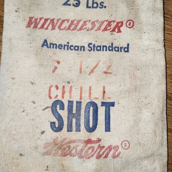 Vintage Old Winchester Western 25lb American Standard 8 Chill Canvas Shot Bag - Picture 5 of 11